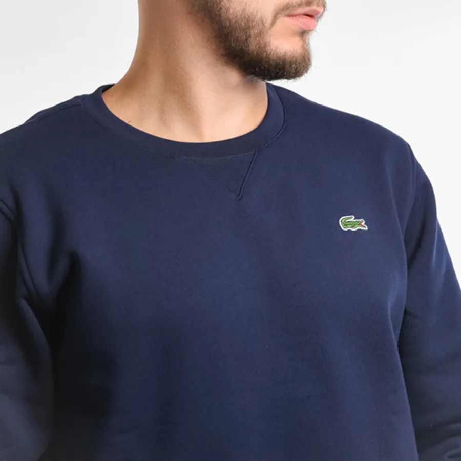 Fleece Sweatshirt Navy Blue Lacoste Sport Crew Neck Sweatshirt