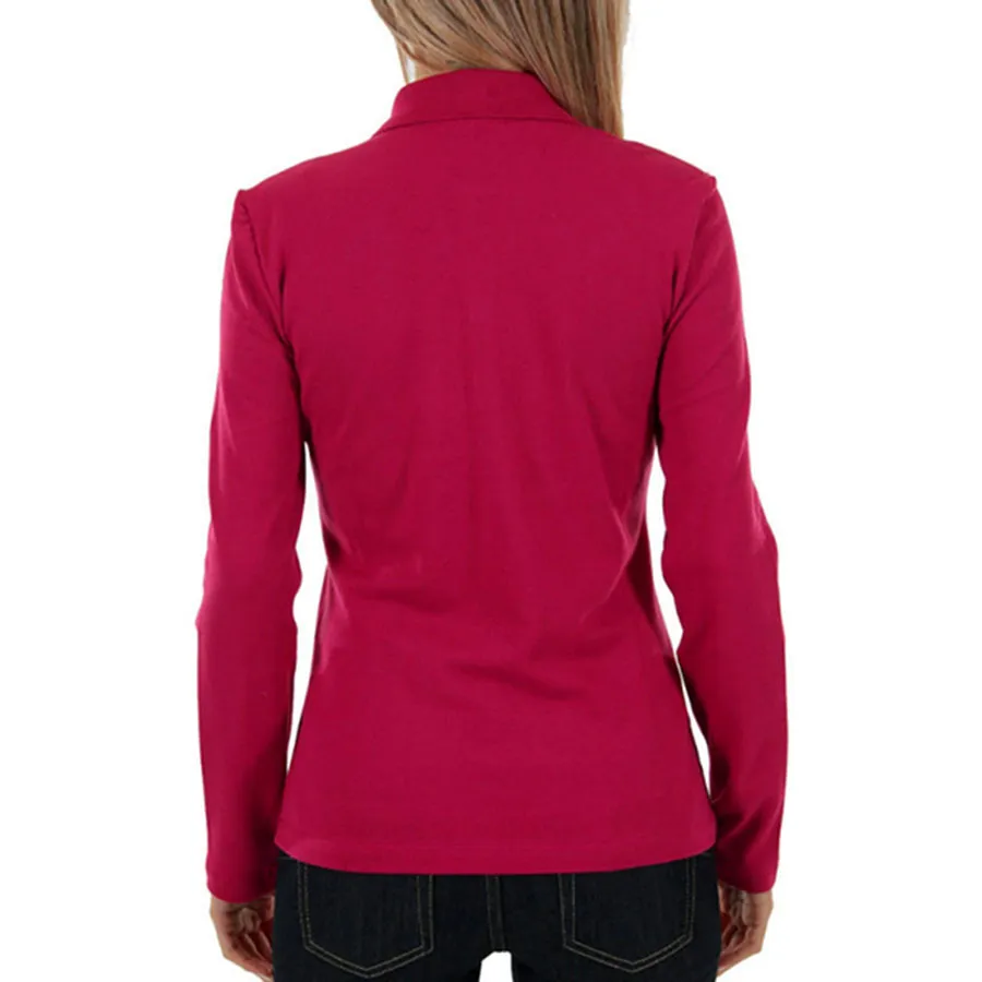 Áo Polo Lacoste Nữ Rose Fuchsia Manches Longues Femme Màu Hồng