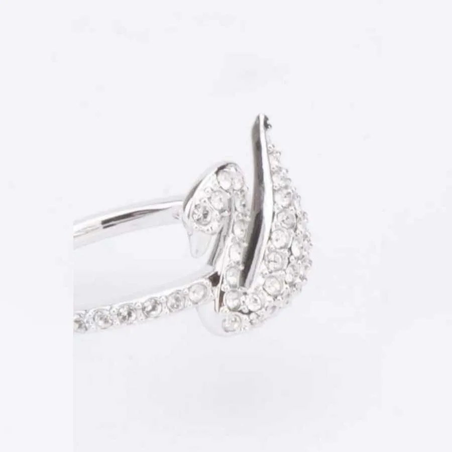 Mua Nhẫn Swarovski Silver-Tone Crystal Swan Logo Ring Size 50 ...
