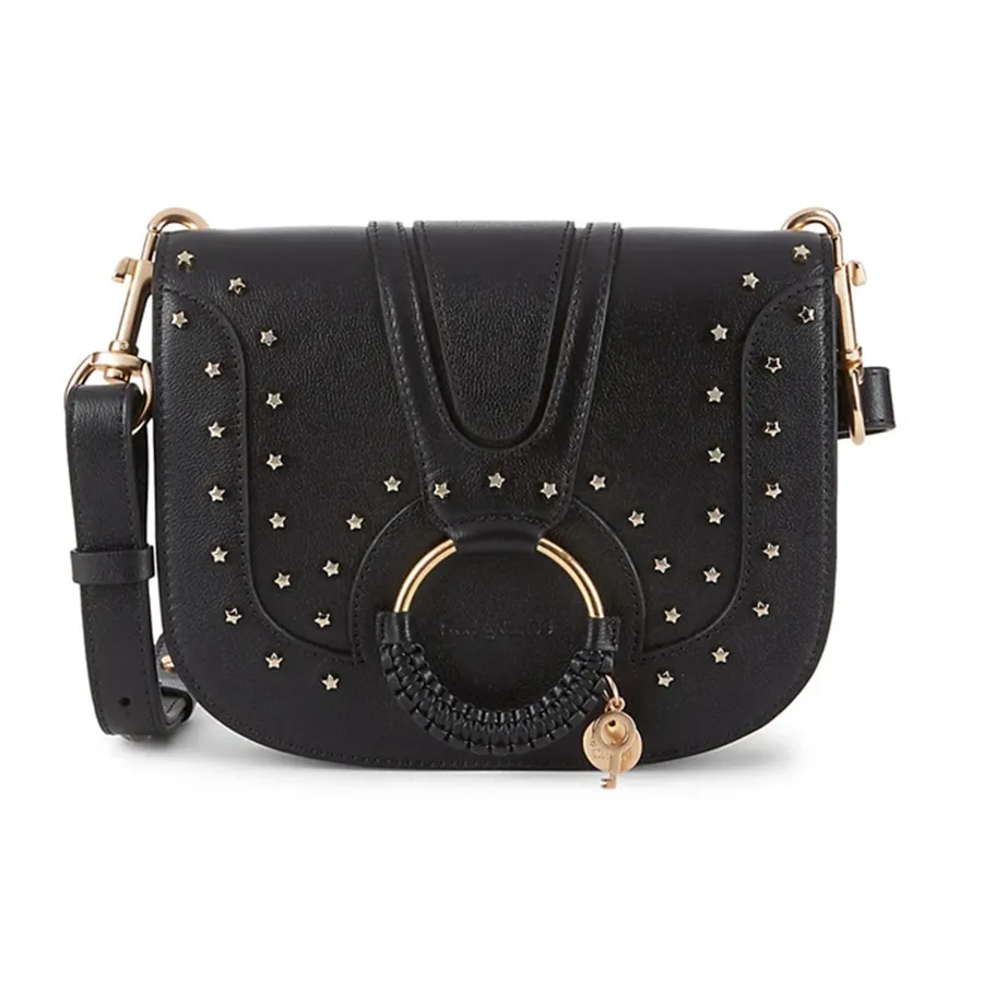 Chloé - Túi Xách Chloé Hana Star-Studded Leather Saddle Bag Màu Đen - Vua Hàng Hiệu