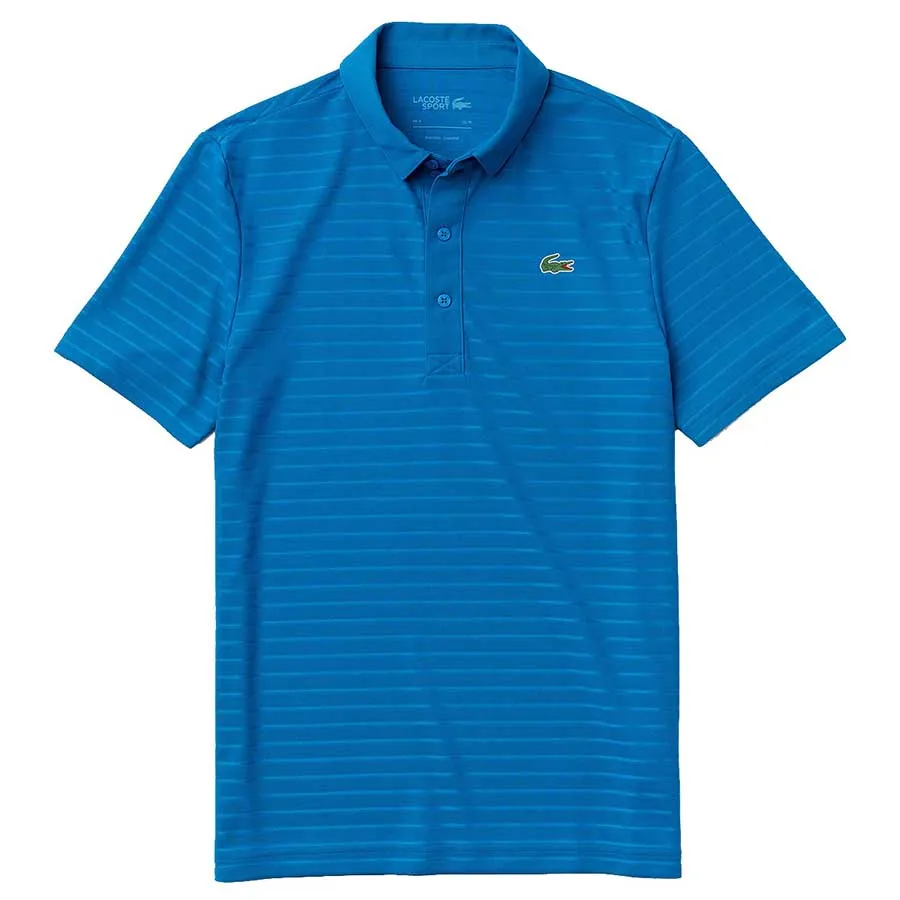 Thời trang Jacquard - Áo Polo Lacoste Sport Fine Stripe Polo Shirt Màu Xanh Blue Size S - Vua Hàng Hiệu