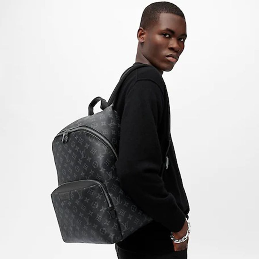 LV Louis Vuitton monogram print stitching color backpack school bag