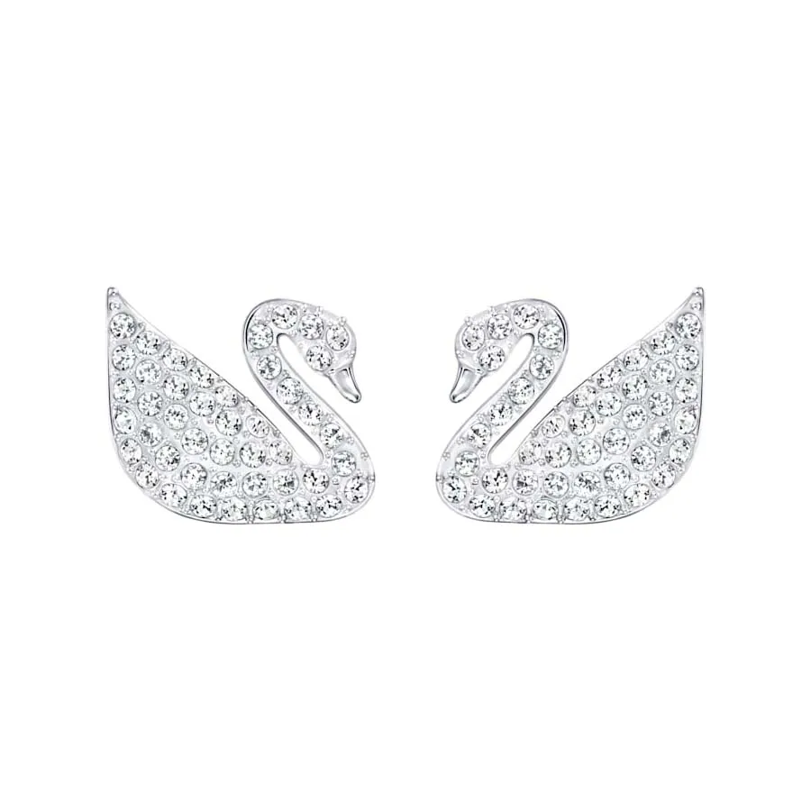 Trang sức Swarovski Khuyên tai - Khuyên Tai Swarovski Swan Pavé Stud Earrings Swan, White, Rhodium Plated 5161256 - Vua Hàng Hiệu