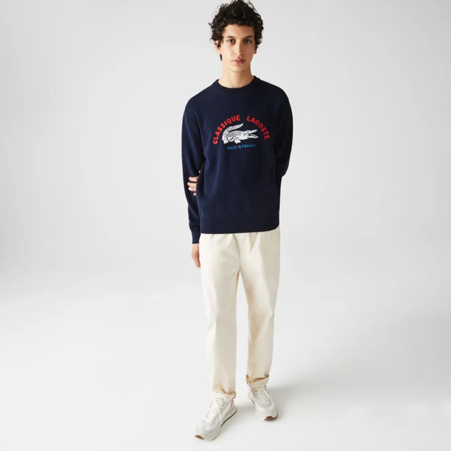 Áo Len Lacoste Men's Sweater AH9021-166 Màu Xanh Navy Size S