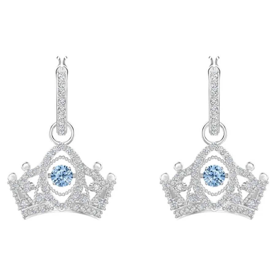 Khuyên Tai Swarovski Bee A Queen Drop Pierced Earrings Blue, Rhodium Plated  5501081