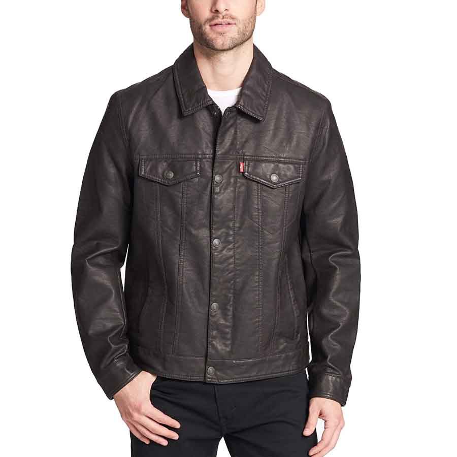 Descubrir 84+ imagen levi’s men’s faux leather classic trucker jacket