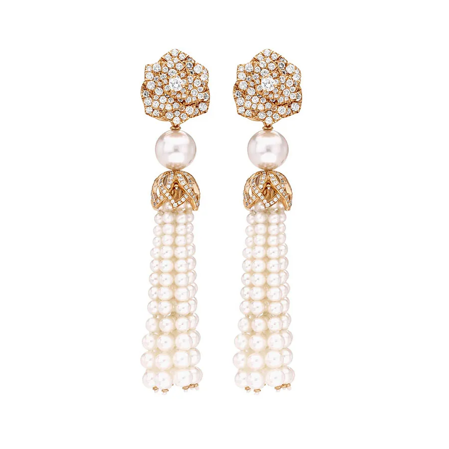 Trang sức Piaget - Khuyên Tai Piaget Rose Gold Pearl Diamond Earrings G38U0071 Vàng Hồng - Vua Hàng Hiệu