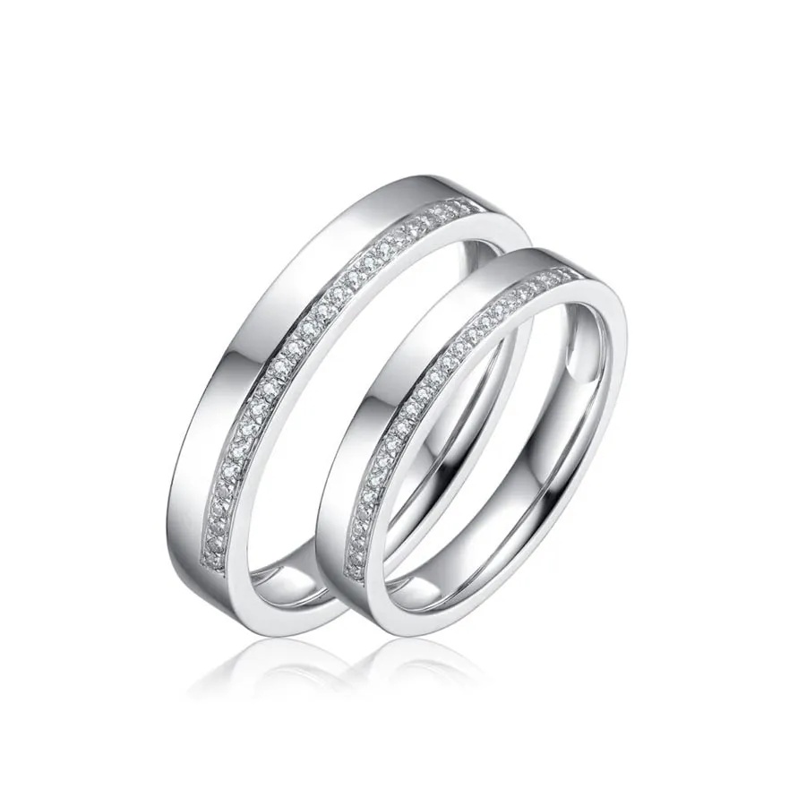 Meez - Nhẫn Cưới Meez Les Fleur Wedding Ring Vàng Trắng - Vua Hàng Hiệu