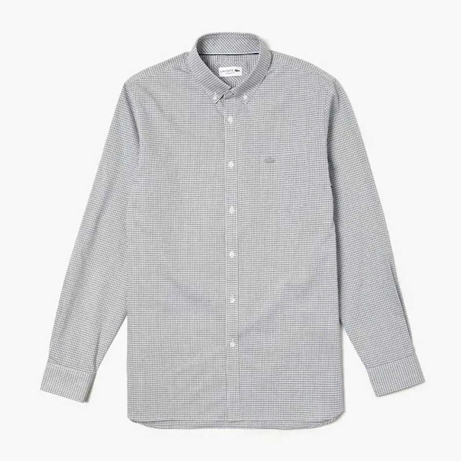 Áo Sơ Mi Nam Lacoste Long Camicia Uomo Cotone Quadro CH9982 - 00 Size 39 Màu Xám