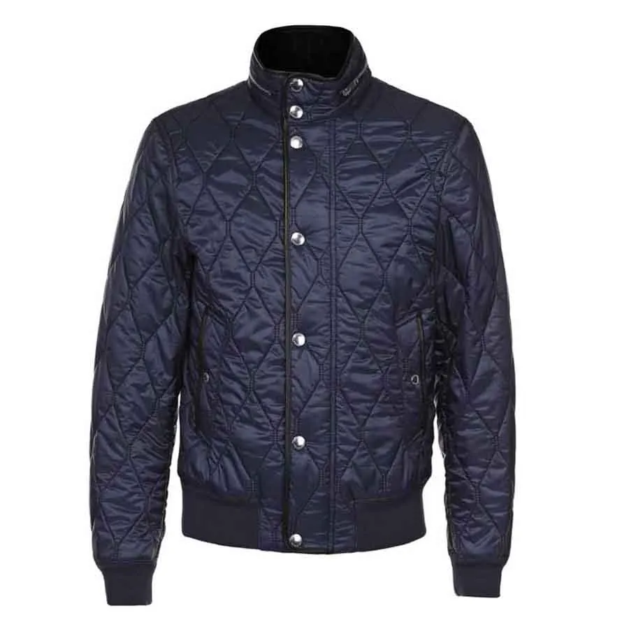 Thời trang Burberry Áo khoác - Áo Khoác Burberry Stand Collar Quilted Zip Up Bomber Jacket Màu Xanh Navy Size 44 - Vua Hàng Hiệu