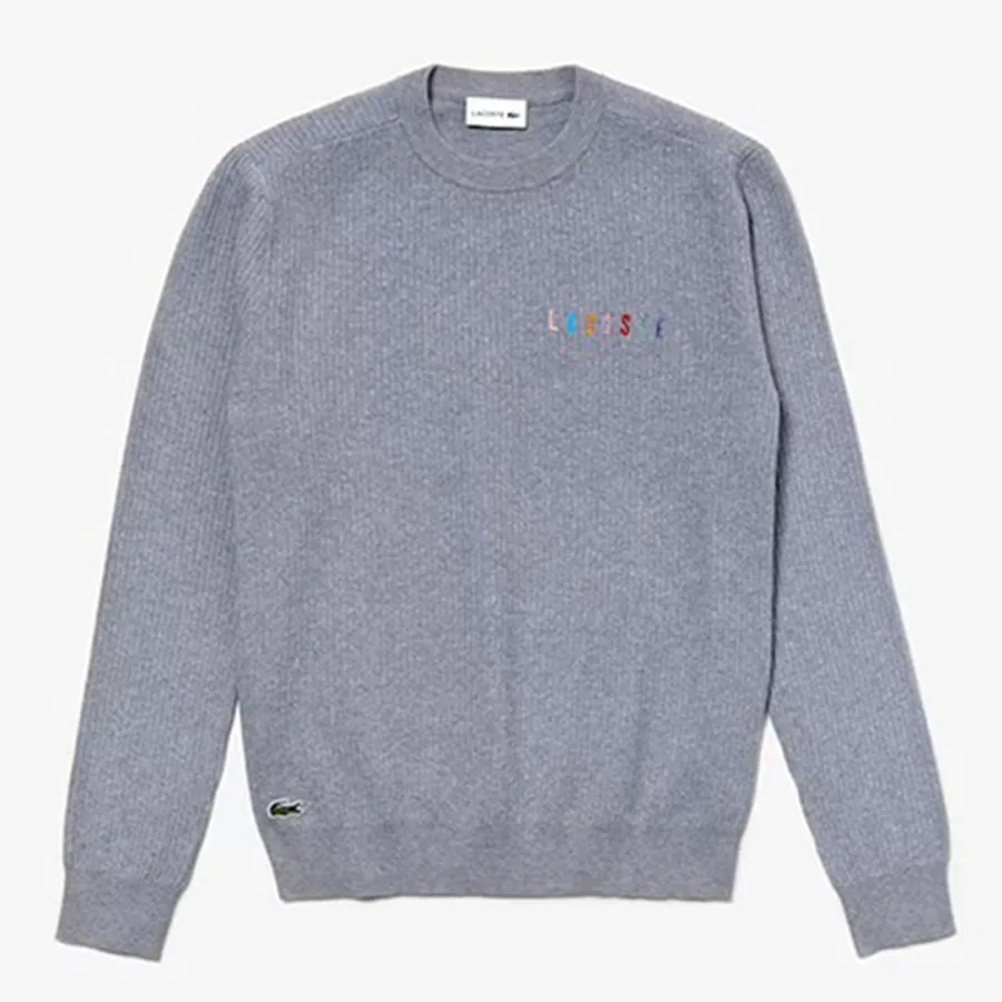 Thời trang Cotton, Polyamide - Áo Len Lacoste Men's Crewneck Embroidered Cotton Blend Sweater Màu Xám Size XS - Vua Hàng Hiệu