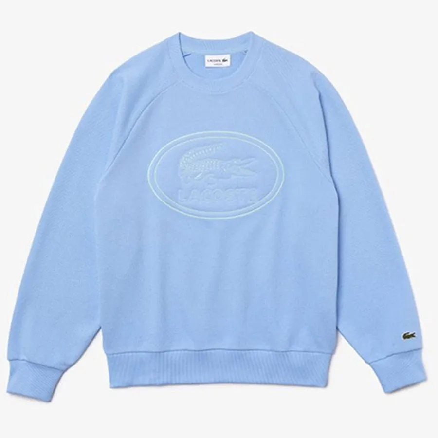 Áo Nỉ Lacoste Men’s Crew Neck Embroidered Piqué Fleece Sweatshirt Màu Xanh Blue Size S