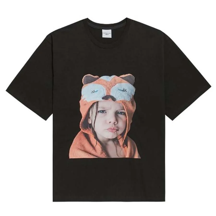 Acmé De La Vie Cotton - Áo Phông Acmé De La Vie ADLV Tshirt Hàn Quốc Baby Face Short Sleeve Black Raccoon Màu Đen - Vua Hàng Hiệu
