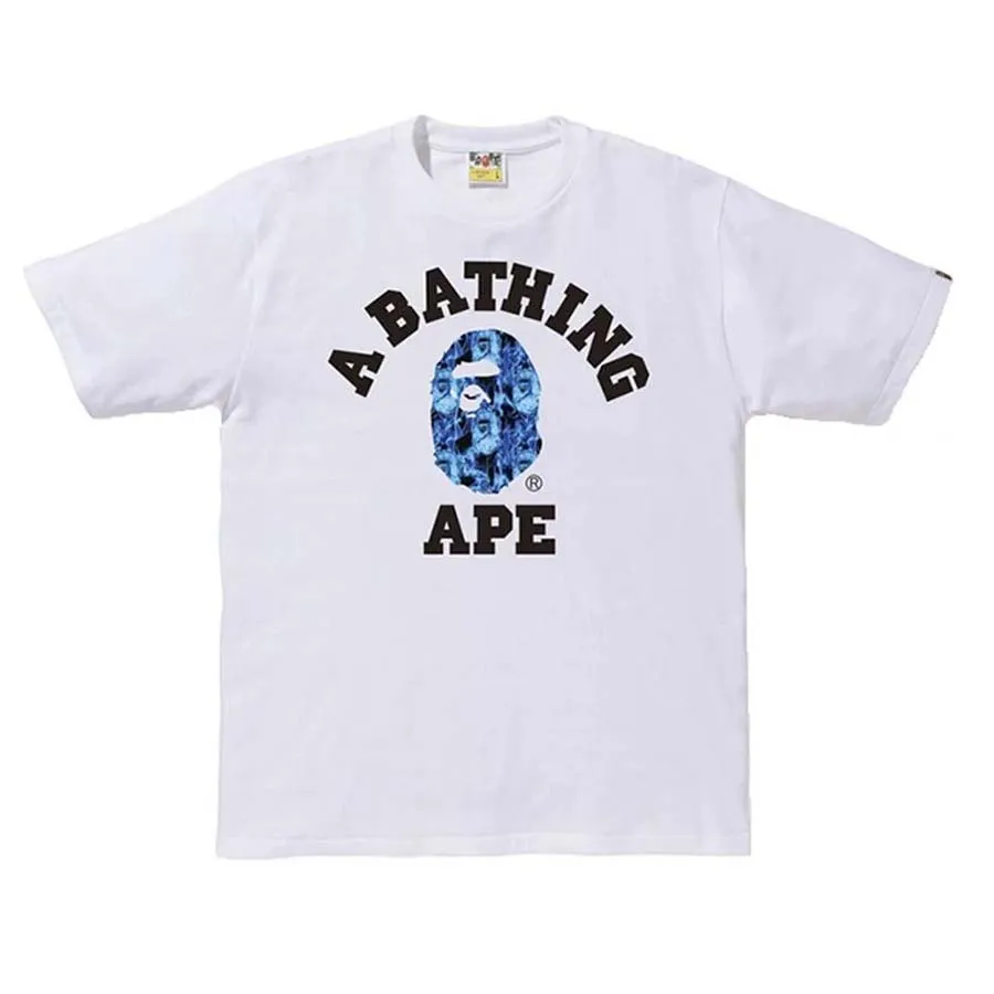 Bape - Áo Phông Bape Flame College T-Shirt Màu Trắng - Vua Hàng Hiệu