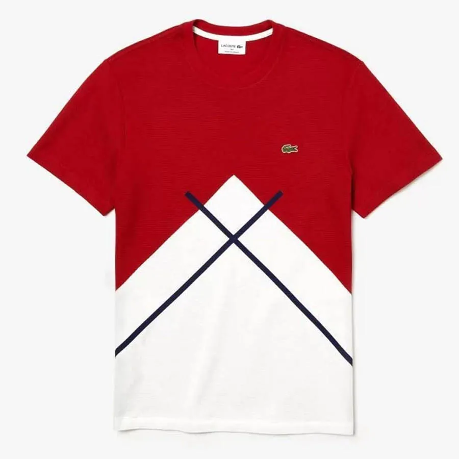 Thời trang 74% Cotton, 26% Polyester - Áo Phông Lacoste Camiseta Branco Vermelho Màu Đỏ Size L - Vua Hàng Hiệu