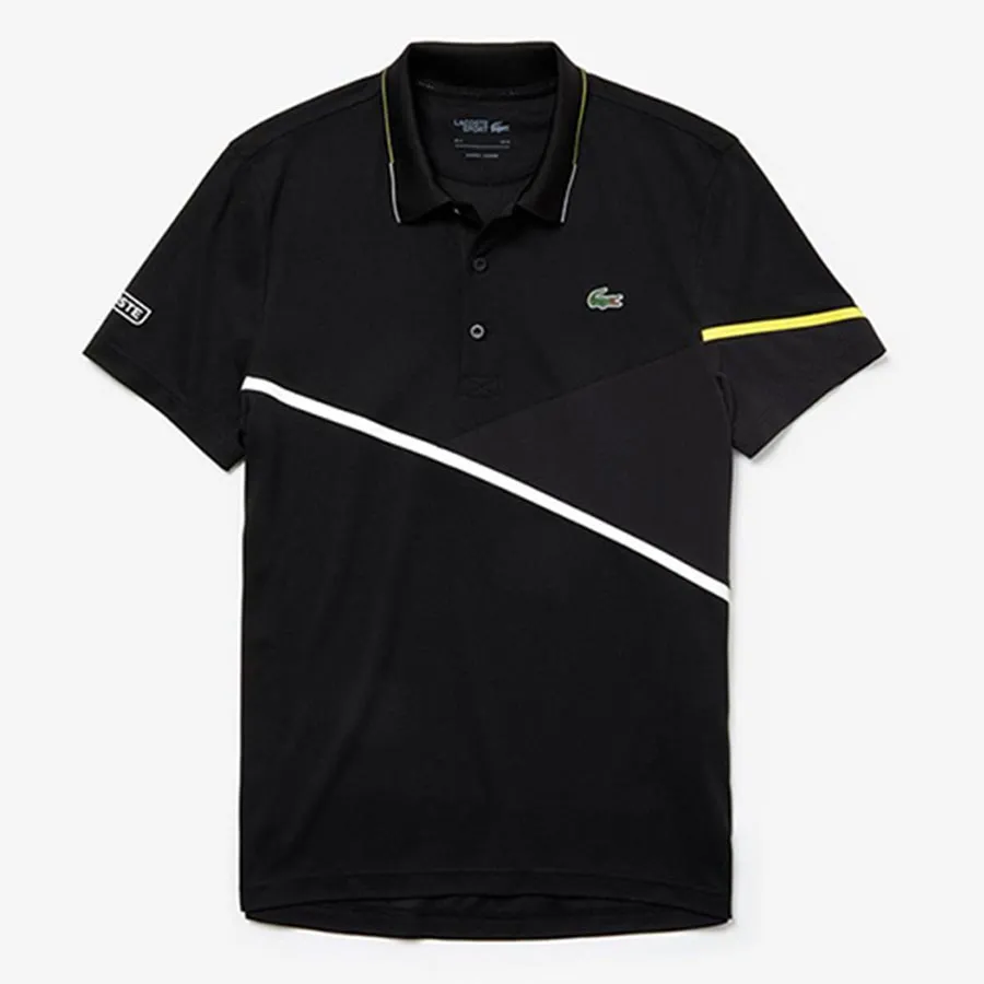 Áo Phông Lacoste Polo Tennis Contrast Accent Pique Đen Size M