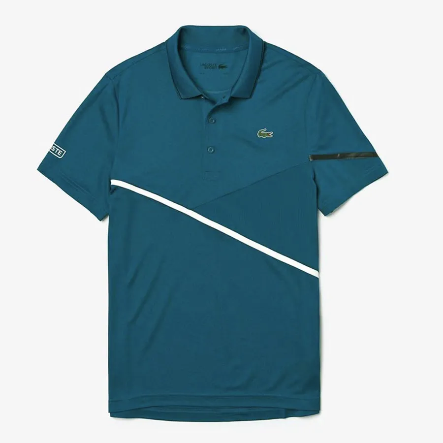 Áo Phông Lacoste Polo Tennis Contrast Accent Pique Màu Xanh Green Size XS