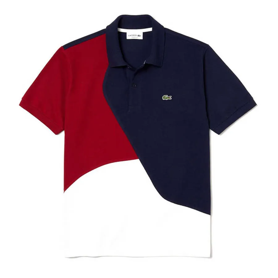 Lacoste 60% cotton / 40% polyester - Áo Polo Lacoste L.12.12 Colorblock Thermoregulating Pique Phối Màu Trắng Đỏ Navy - Vua Hàng Hiệu