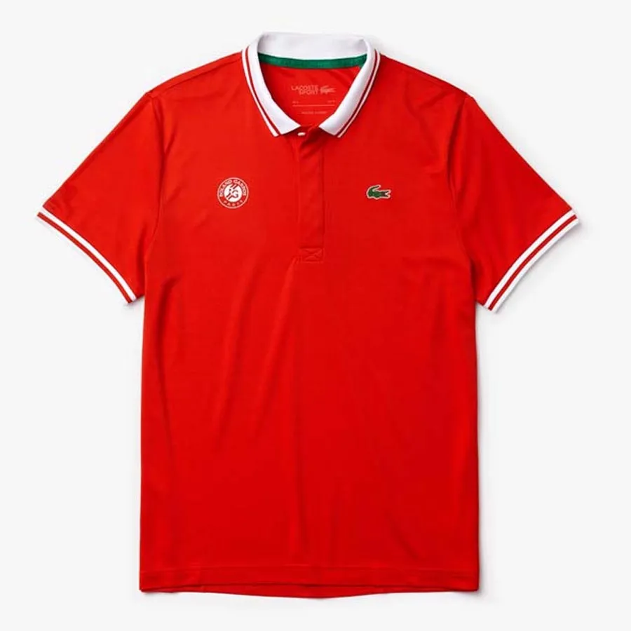 Thời trang Cam đỏ - Áo Polo Lacoste Men's Sport Roland Garros Breathable Piqué Polo Shirt Màu Cam Đỏ Size S - Vua Hàng Hiệu