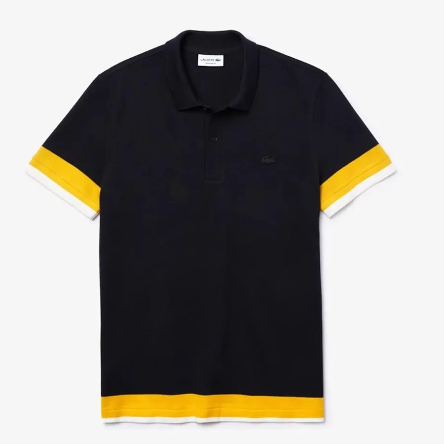 Áo Polo Lacoste Men's Tricolorblock Textured Cotton Piqué Polo Shirt Màu Xanh Navy
