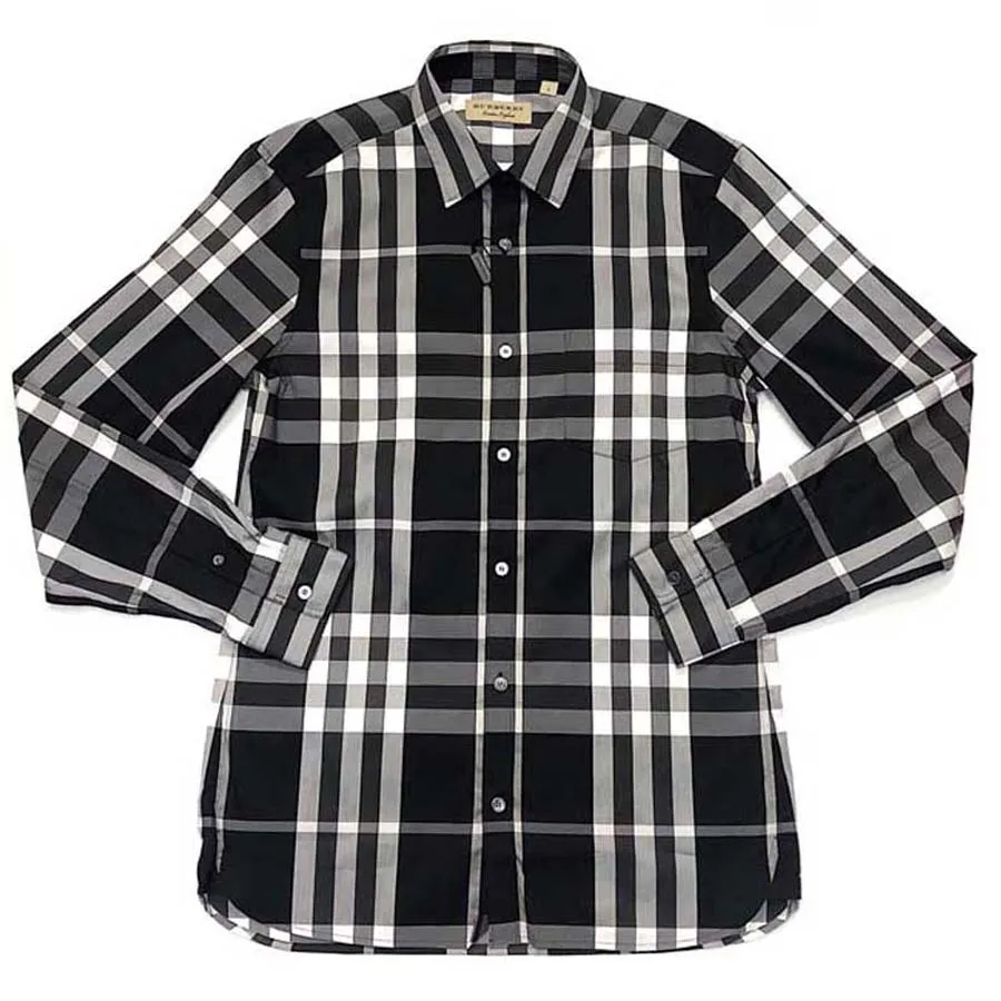 Áo Sơ Mi Burberry London England Long Sleeve Check Cotton Shirt In Black  Size XS