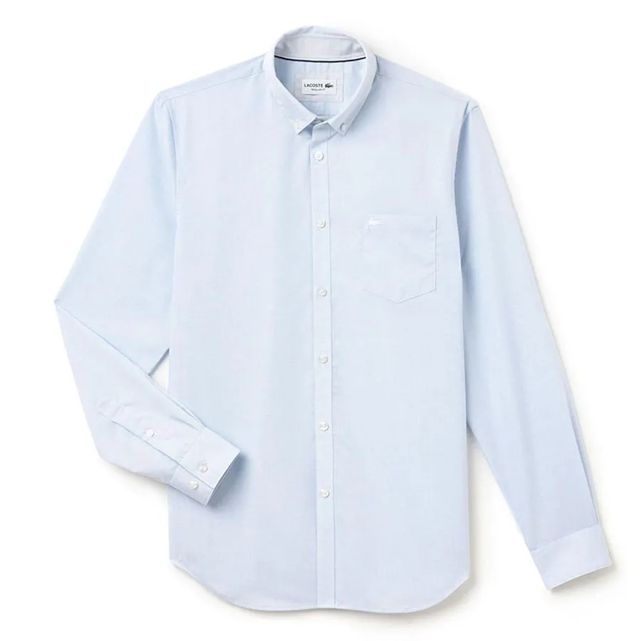Áo Sơ Mi Dài Tay Lacoste Men's Long Sleeve Wovens CH9615-00 Shirt Màu Xanh Blue