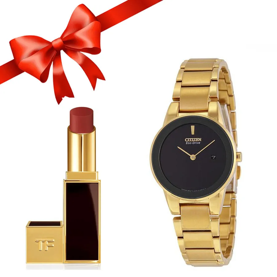 Đồng hồ Set Quà tặng - Combo Đồng Hồ Cho Nữ Citizen GA1052-55E và Son Tom Ford Lip Color Màu 27 Đỏ Gạch - Vua Hàng Hiệu