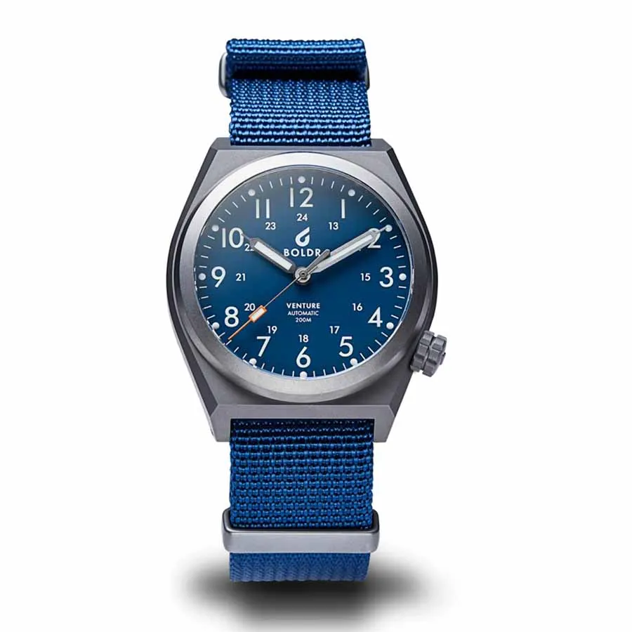 Đồng hồ Titanium, kính sapphire, vải nato nylon - Đồng Hồ Nam Boldr Venture Màu Xám Xanh Blue - Vua Hàng Hiệu