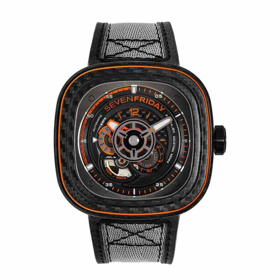 Đồng hồ SevenFriday - Đồng Hồ Nam SevenFriday P3C/09 Orange Carbon - Vua Hàng Hiệu