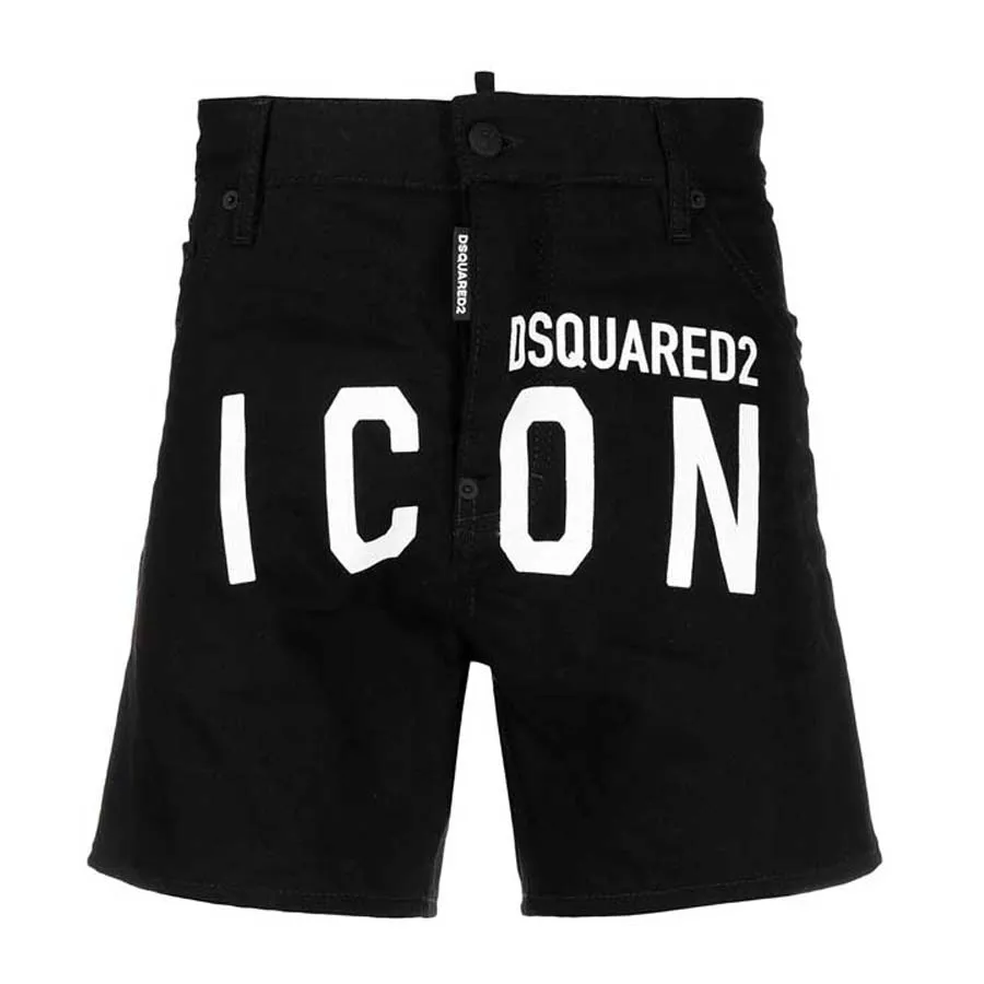 Quần Shorts Dsquared2 Icon Print Denim Shorts Màu Đen Vua Hàng Hiệu