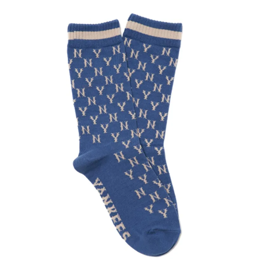 Thời trang MLB Xanh Blue - Tất MLB Monogram Stripe Socks New York Yankees 3ASOL0416-50BLD Màu Xanh Blue - Vua Hàng Hiệu