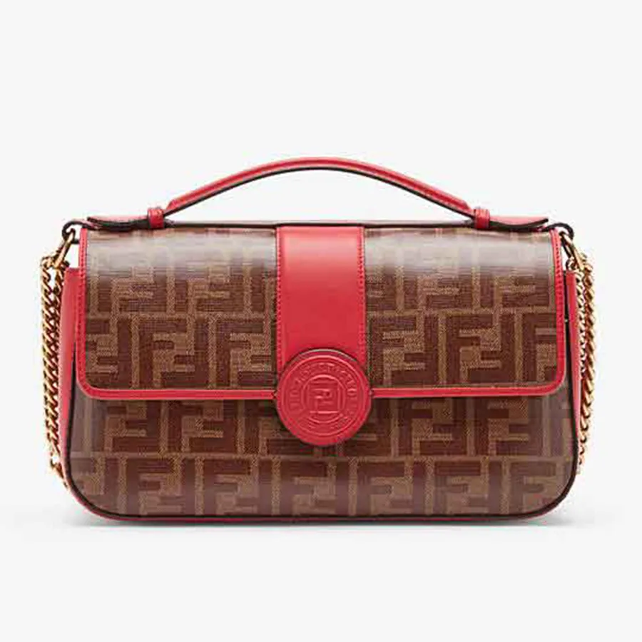Túi xách Fendi - Túi Đeo Chéo Fendi Multicolour Leather And Fabric Bag Màu Nâu Đỏ - Vua Hàng Hiệu