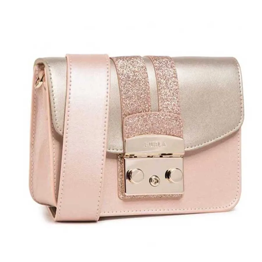 Túi xách Furla Hồng nhạt - Túi Đeo Chéo Furla Color Platino Candy Rose Carne WB00 Mini Crossbody Metropolis Màu Hồng Nhạt - Vua Hàng Hiệu