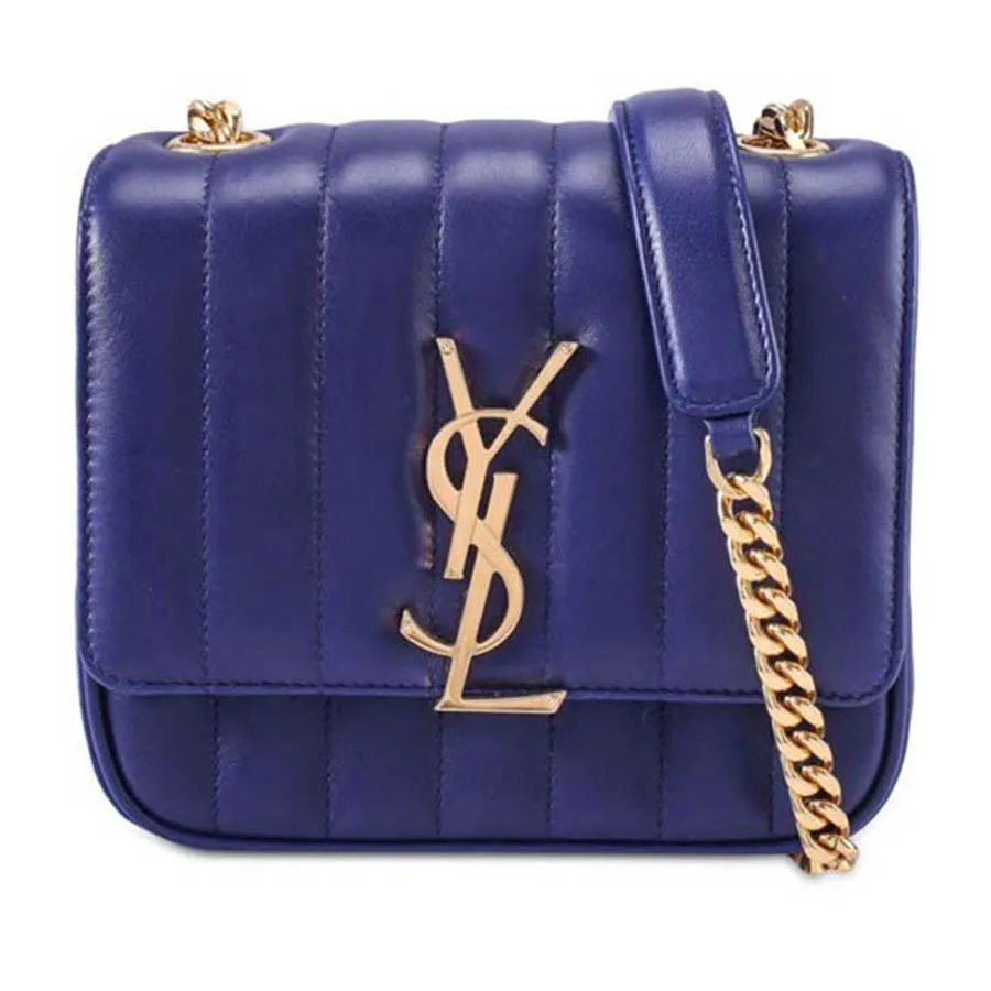 Túi xách - Túi Đeo Chéo Nữ Yves Saint Laurent YSL Blue Quilted Leather Small Vicky Crossbody Flap Bag Màu Xanh Blue - Vua Hàng Hiệu