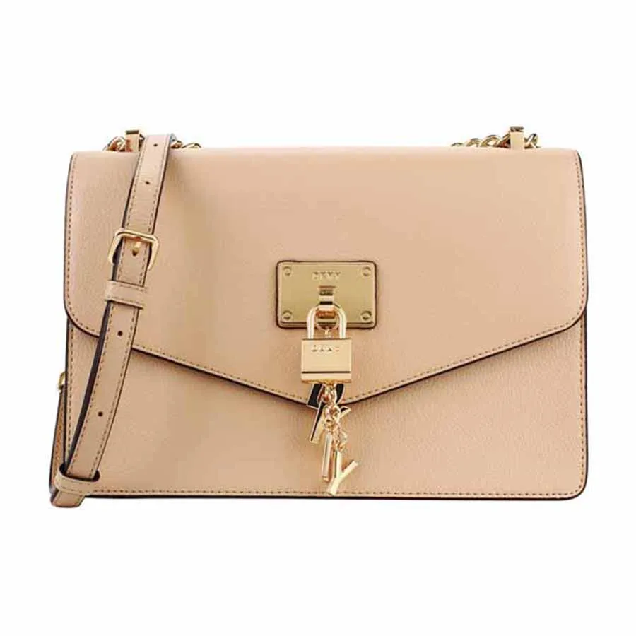 DKNY - Túi Xách DKNY Elissa Pebbled Leather Shoulder Bag Màu Be - Vua Hàng Hiệu