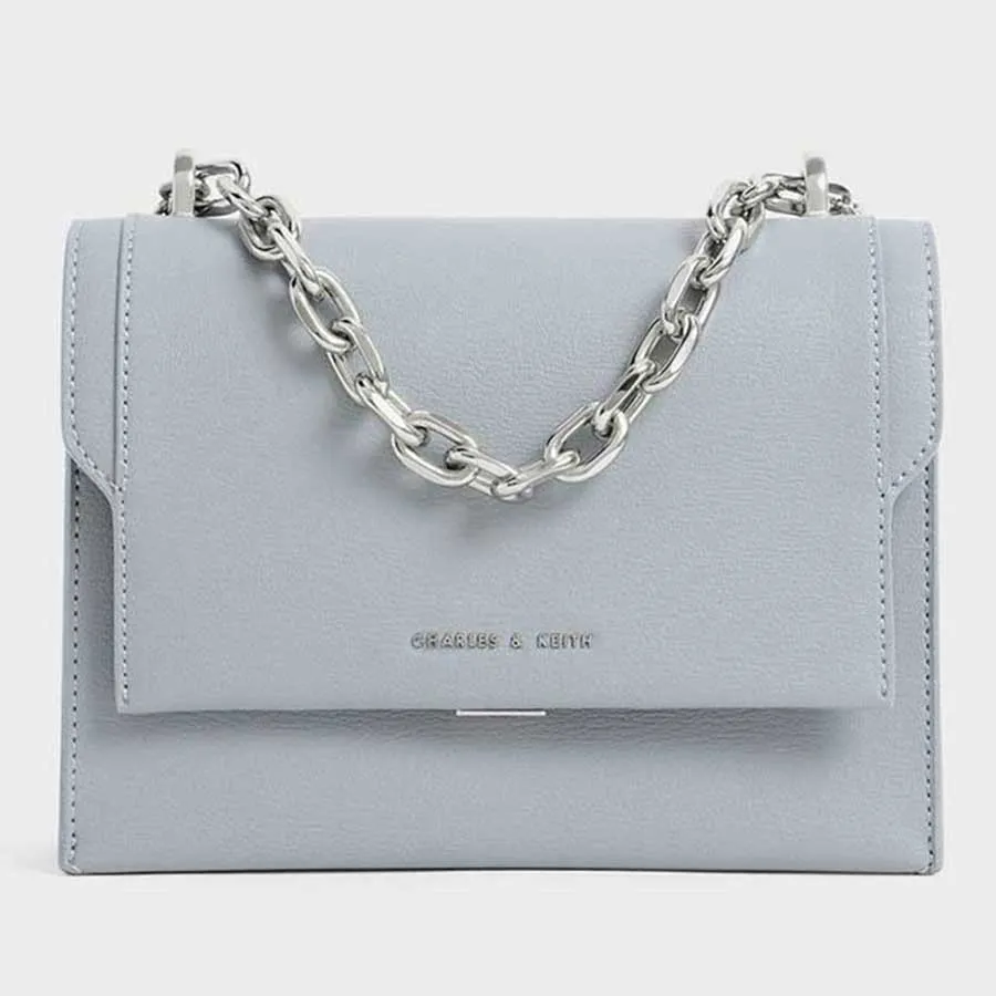Túi Xách Nữ Charles & Keith CNK Front Flap Chain Handle Crossbody Bag Steel Blue 80701150-2 Màu Xanh Blue