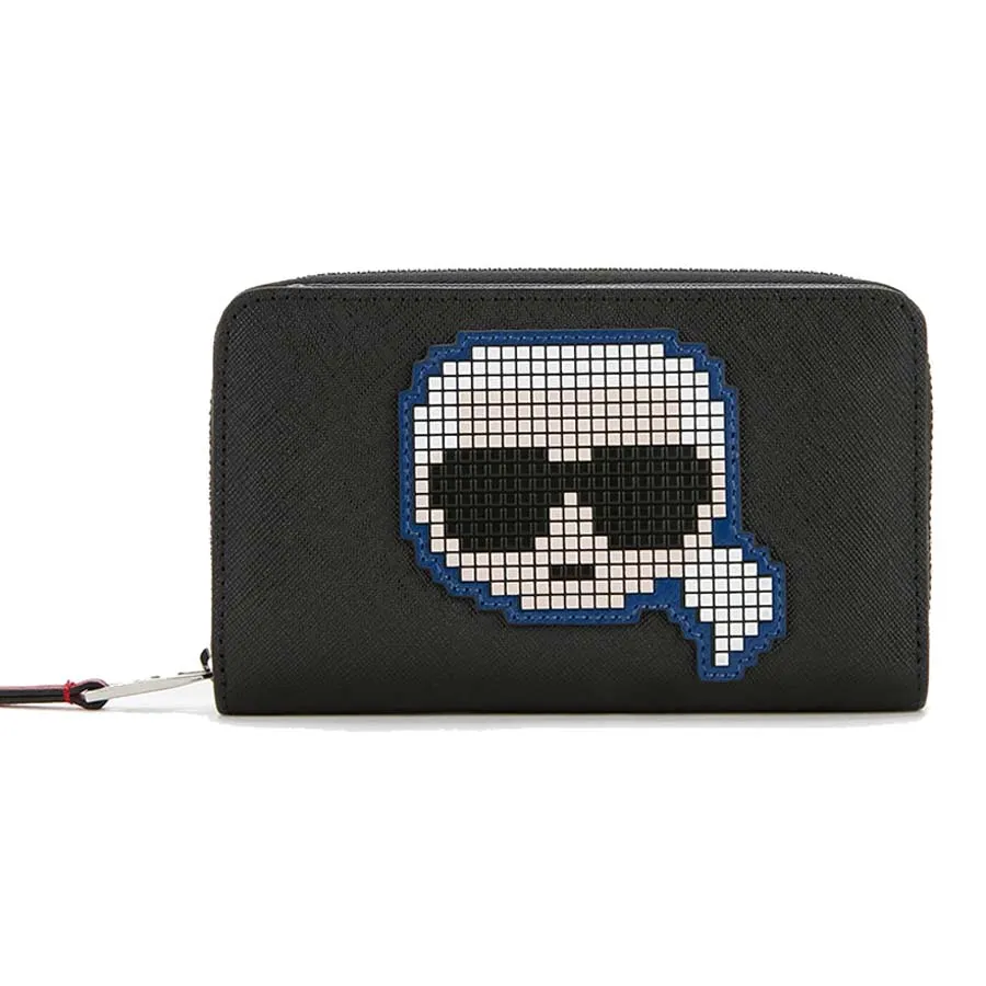 Ví Karl Lagerfeld Women’s K/Pixel Md Folded Zip Wallet Black Màu Đen