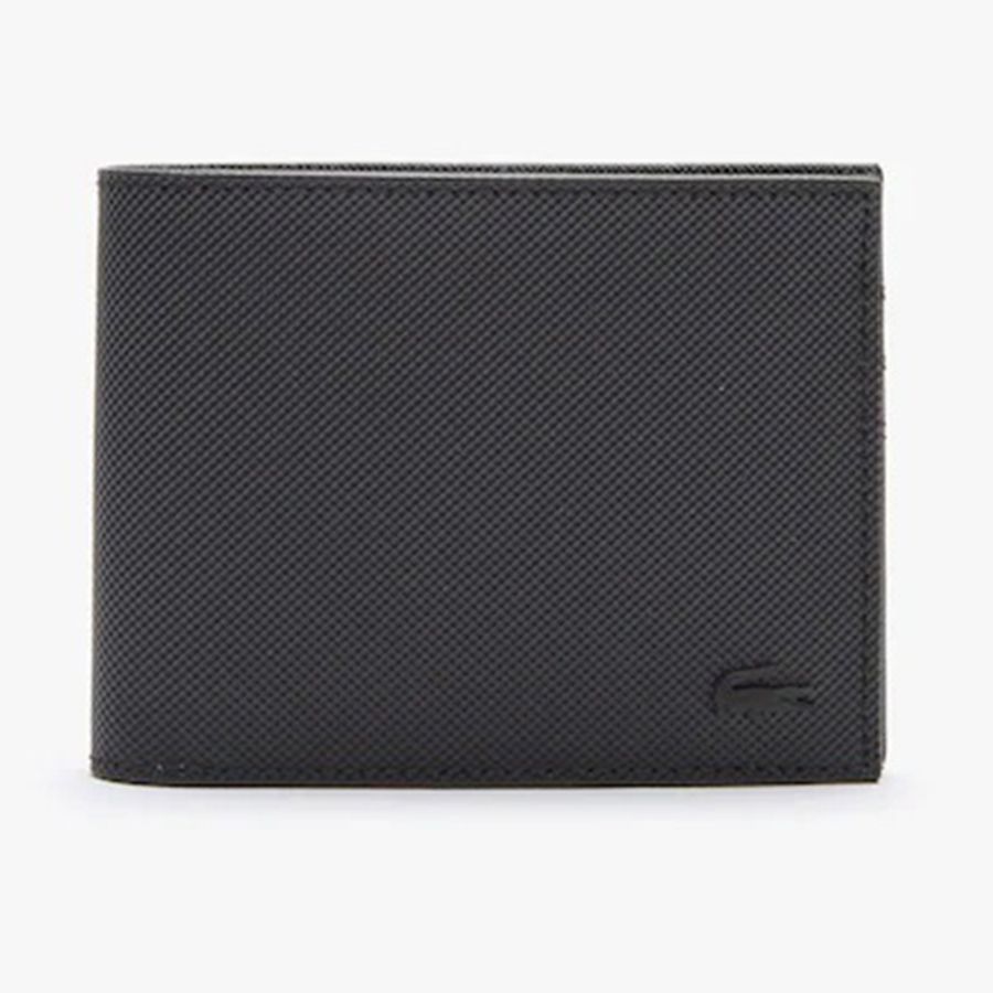 Ví Lacoste Men’s Classic Petit Piqué Six Card Wallet Màu Xám Đen