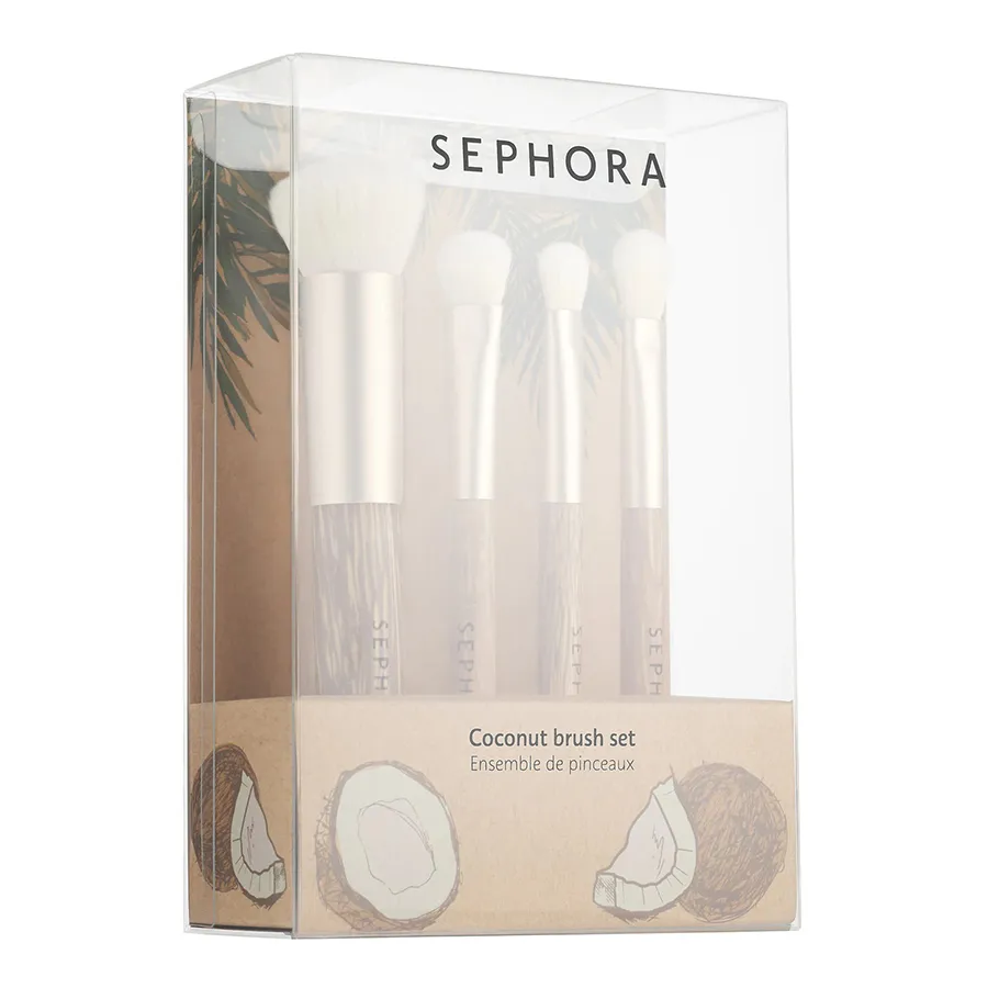 Trang điểm - Bộ Cọ Trang Điểm Sephora Favorites Coconut Mini Brush Set 4 Cây - Vua Hàng Hiệu