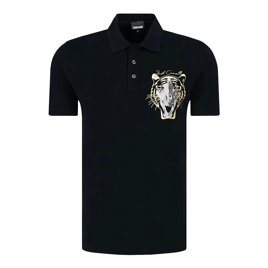 Thời trang Just Cavalli Đen - Áo Polo Just Cavalli Men's Black Tiger Print Polo T-Shirt Màu Đen - Vua Hàng Hiệu
