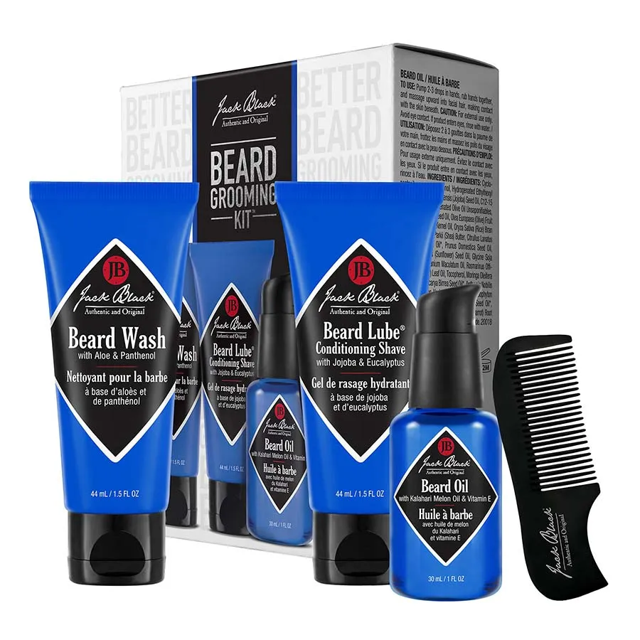 Mỹ phẩm Nam - Bộ Chăm Sóc Da Cho Nam Jack Black Beard Grooming Kit 4 Món - Vua Hàng Hiệu