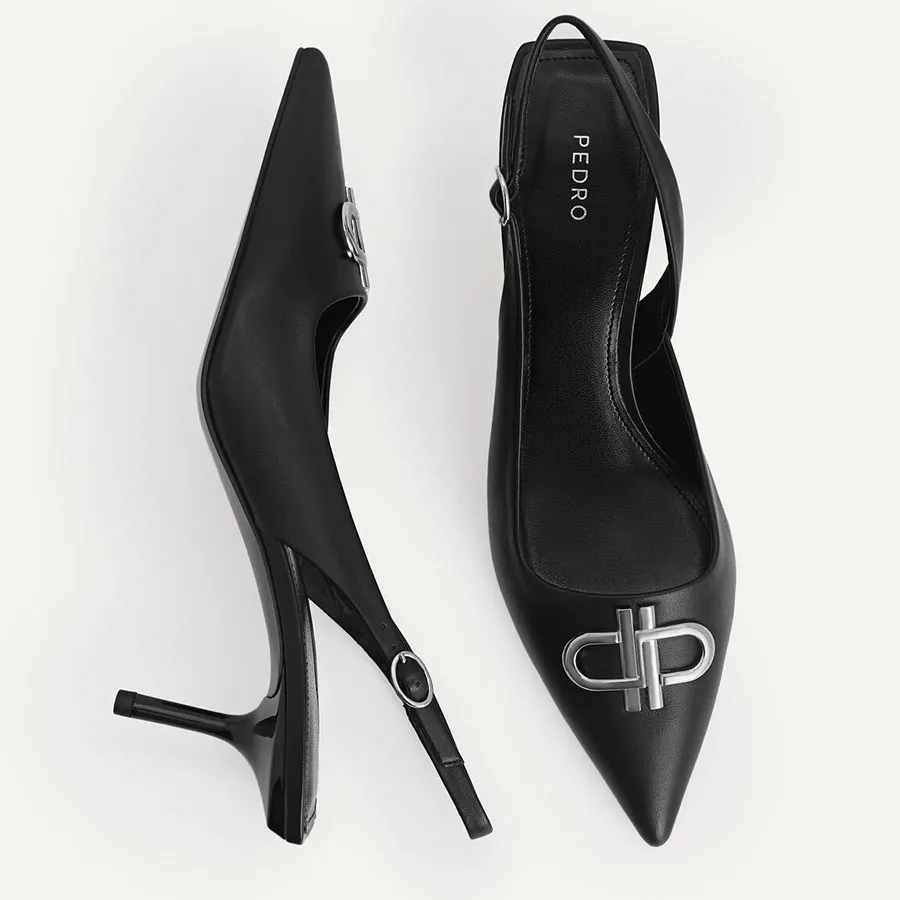 Giày Cao Gót Pedro Icon Leather Pointed Toe Slingback Heels