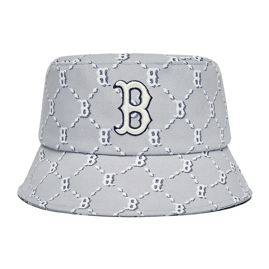 Mũ MLB Monogram Diamond Bucket Hat Boston Red Sox 3AHTM032N-43GRS Màu Xám Size 57