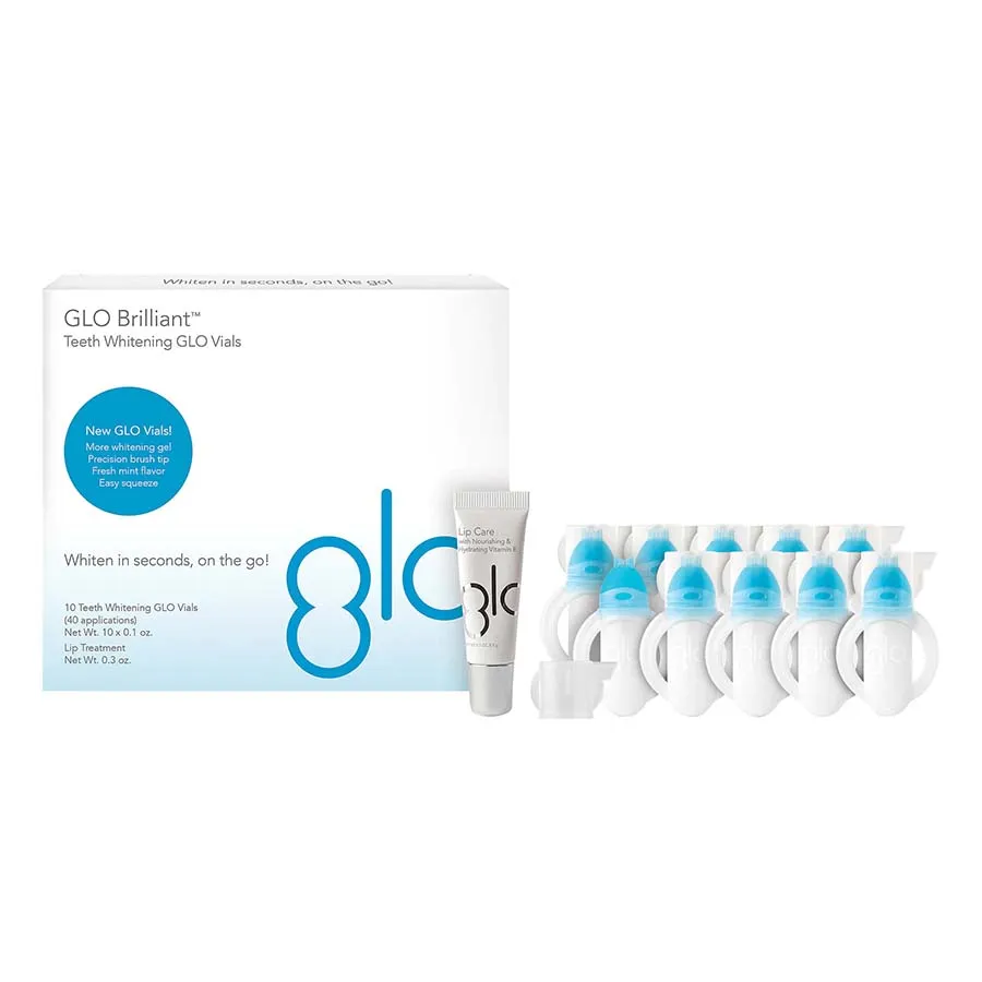 Order Set Làm Trắng Răng Và Chăm Sóc Môi Glo Science Glo Brilliant Teeth  Whitening Vials 10 Pack Plus Lip Care - GLO Science - Đặt mua hàng Mỹ,  Jomashop online