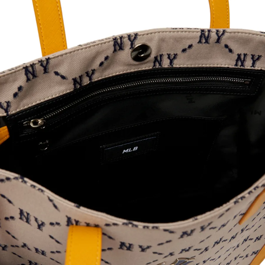 Túi Tote MLB Monogram Diamond Jacquard Tote Bag New York Yankees 3AORM012N-50BGS Màu Nâu Vàng - Túi xách - Vua Hàng Hiệu