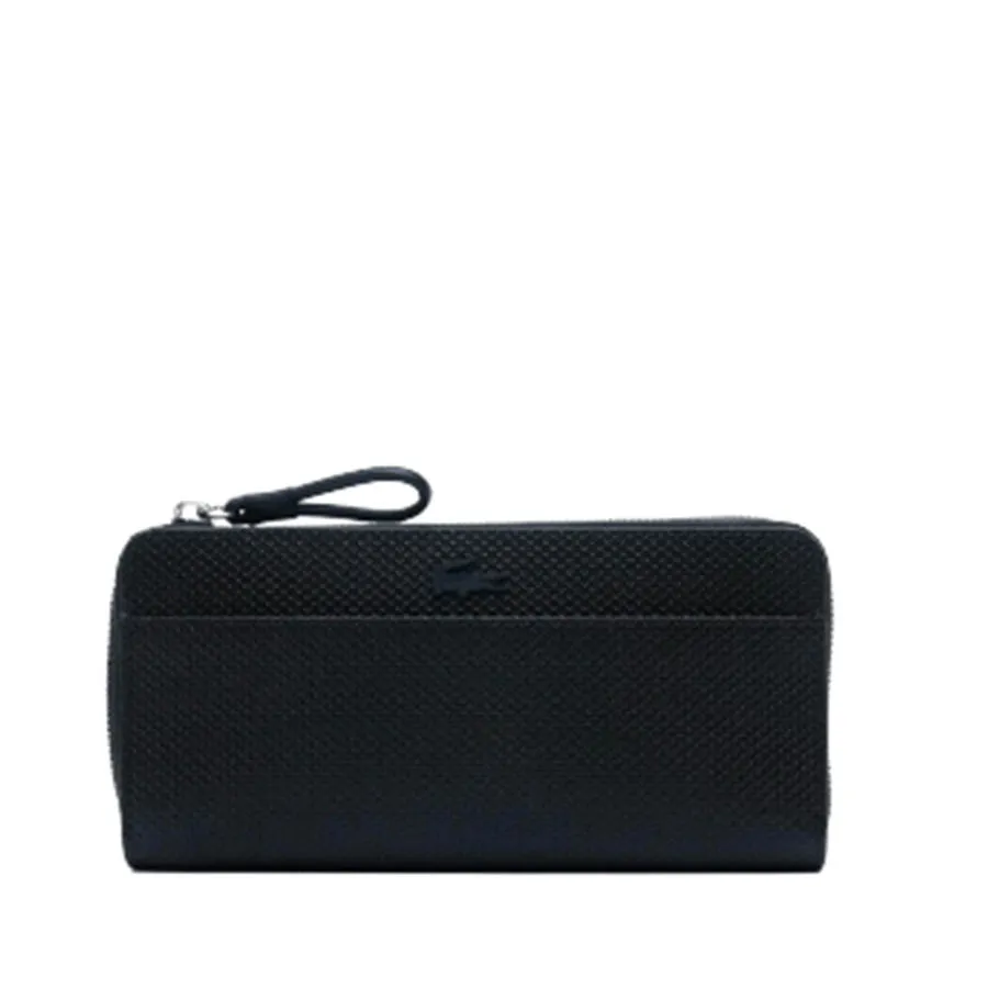 Lacoste Ví dáng dài - Ví Lacoste Women's Chantaco Matte Piqué Leather Zip Wallet Màu Đen - Vua Hàng Hiệu