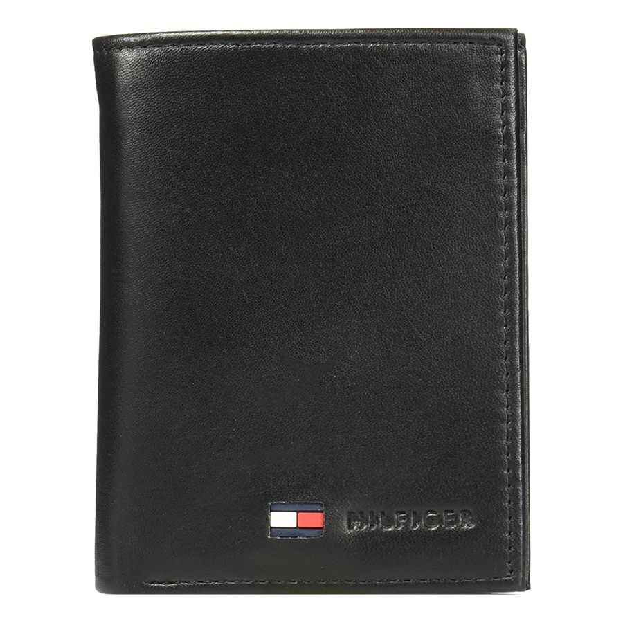 Ví Tommy Hilfiger Men’s Genuine Leather Trifold Wallet With ID Window, Credit Card Pockets Màu Đen