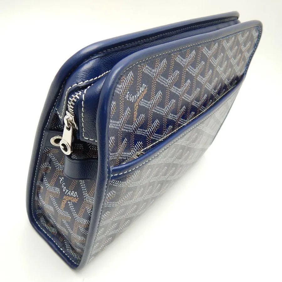 Goyard Jouvence Toiletry Bag MM Blue in Canvas/Calfskin with Palladium-tone  - US