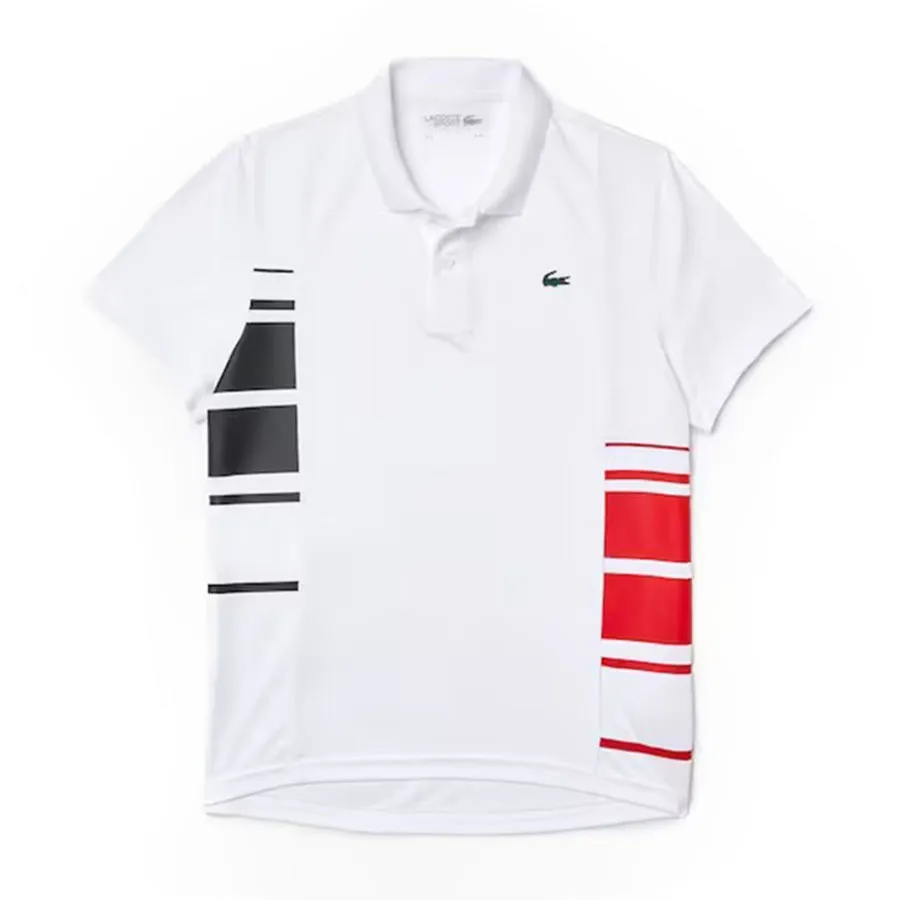 Áo Polo Men's Lacoste SPORT Colour-Block Piqué And Mesh Polo Shirt DH0866 Màu Trắng Size 4