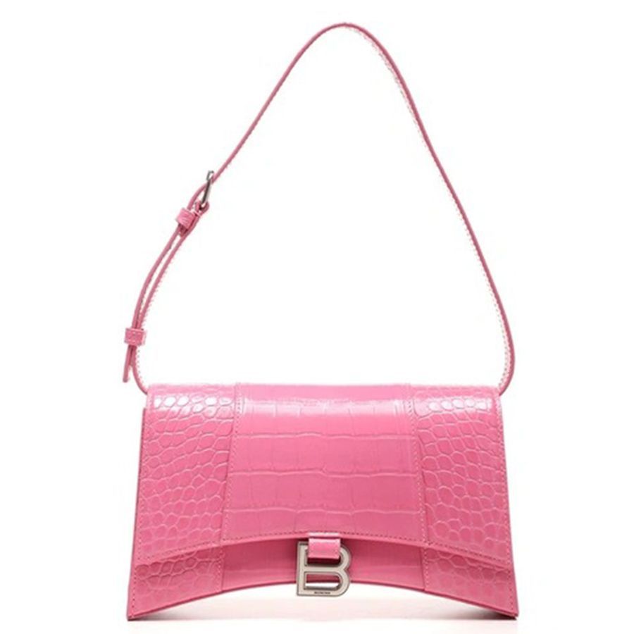 Balenciaga Small Hourglass CrocEmbossed Hot Pink Leather Top Handle Bag   eBay